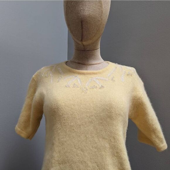 Rafaella Vintage Angora Lambswool Blend Buttercream Sweater - Picture 3 of 9